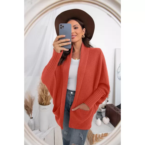 GRECERELLE Womens Batwing Sleeve Loose Open Front Casual Cardigan Long Sleeve Oversized Shawl Collar Sweater with Pockets