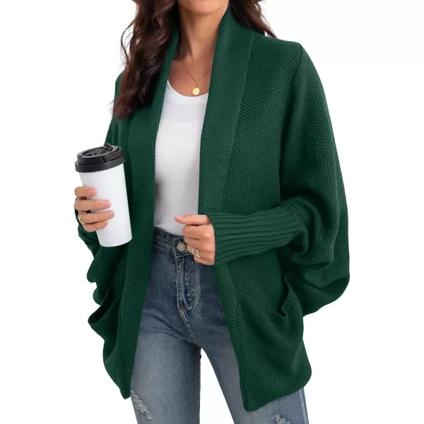 GRECERELLE Womens Batwing Sleeve Loose Open Front Casual Cardigan Long Sleeve Oversized Shawl Collar Sweater with Pockets