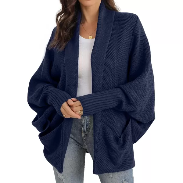 GRECERELLE Womens Batwing Sleeve Loose Open Front Casual Cardigan Long Sleeve Oversized Shawl Collar Sweater with Pockets