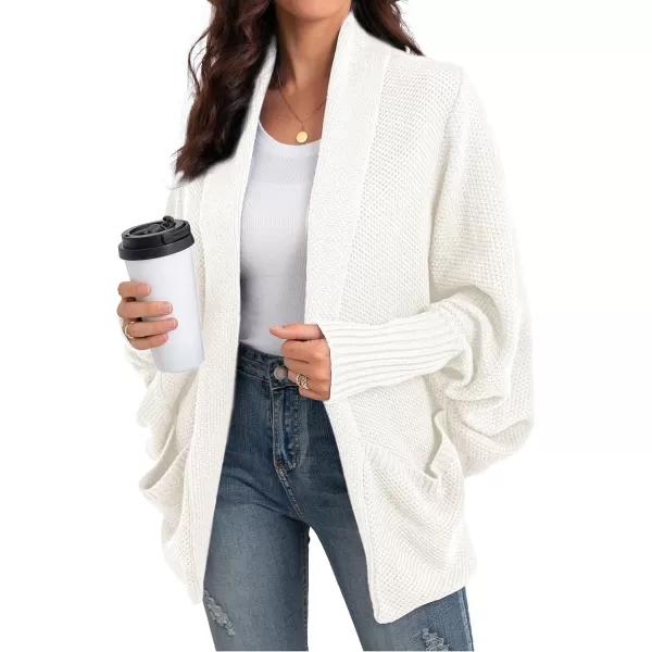 GRECERELLE Womens Batwing Sleeve Loose Open Front Casual Cardigan Long Sleeve Oversized Shawl Collar Sweater with Pockets