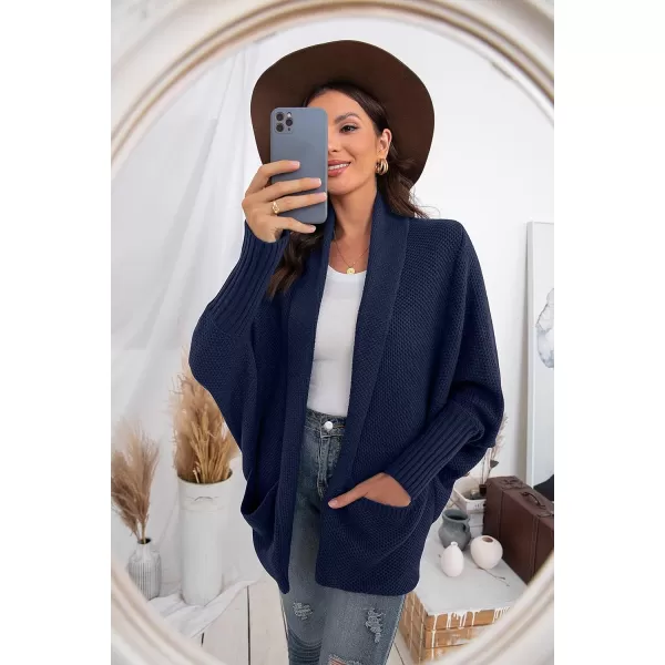 GRECERELLE Womens Batwing Sleeve Loose Open Front Casual Cardigan Long Sleeve Oversized Shawl Collar Sweater with Pockets