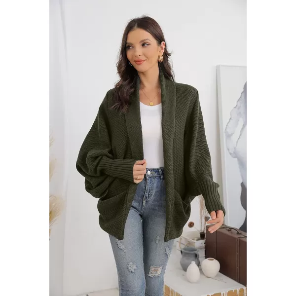 GRECERELLE Womens Batwing Sleeve Loose Open Front Casual Cardigan Long Sleeve Oversized Shawl Collar Sweater with Pockets