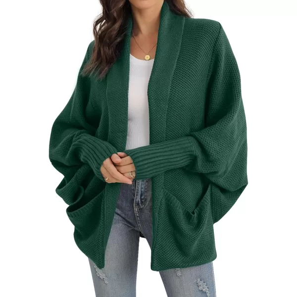 GRECERELLE Womens Batwing Sleeve Loose Open Front Casual Cardigan Long Sleeve Oversized Shawl Collar Sweater with Pockets