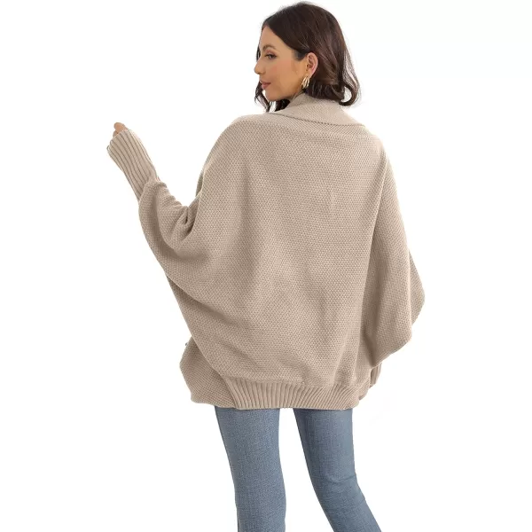 GRECERELLE Womens Batwing Sleeve Loose Open Front Casual Cardigan Long Sleeve Oversized Shawl Collar Sweater with Pockets