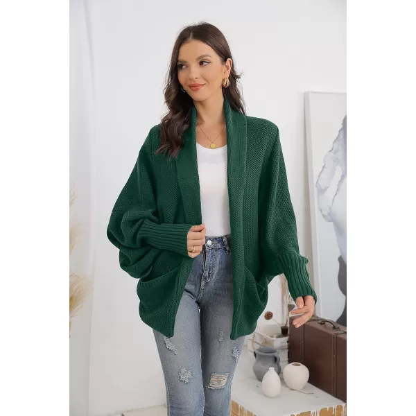 GRECERELLE Womens Batwing Sleeve Loose Open Front Casual Cardigan Long Sleeve Oversized Shawl Collar Sweater with Pockets