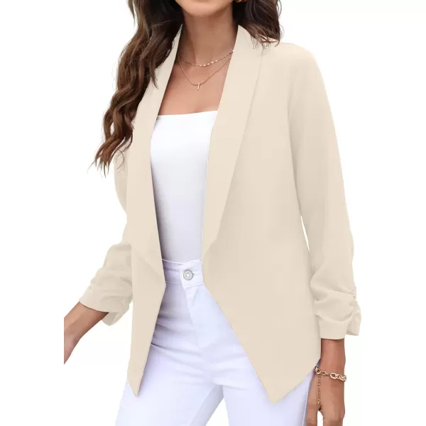 GRECERELLE Women's Blazer Suit Open Front Cardigan 3/4 Sleeve Fitted Jacket Casual Office Cropped Blazer