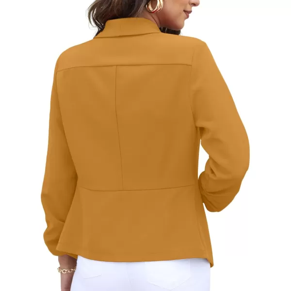 GRECERELLE Women's Blazer Suit Open Front Cardigan 3/4 Sleeve Fitted Jacket Casual Office Cropped Blazer
