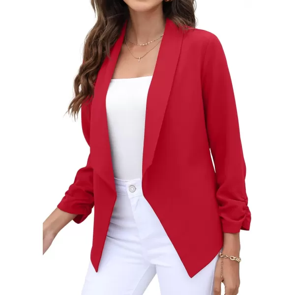 GRECERELLE Women's Blazer Suit Open Front Cardigan 3/4 Sleeve Fitted Jacket Casual Office Cropped Blazer