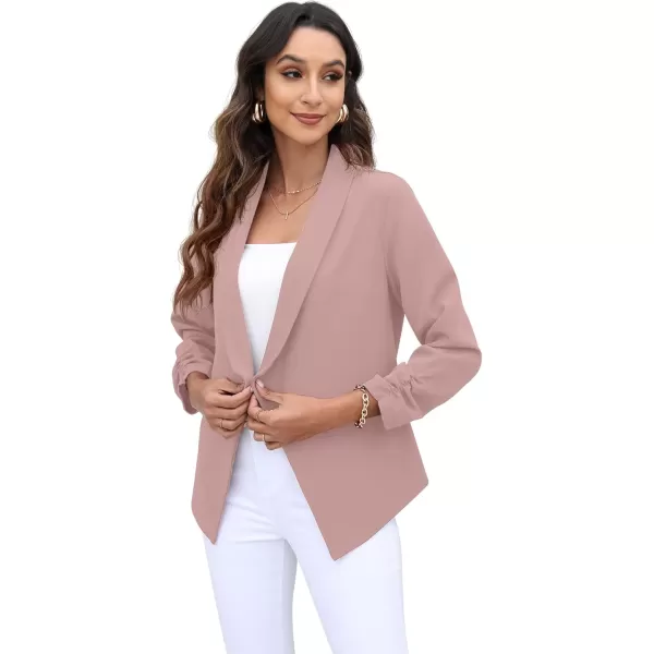 GRECERELLE Women's Blazer Suit Open Front Cardigan 3/4 Sleeve Fitted Jacket Casual Office Cropped Blazer