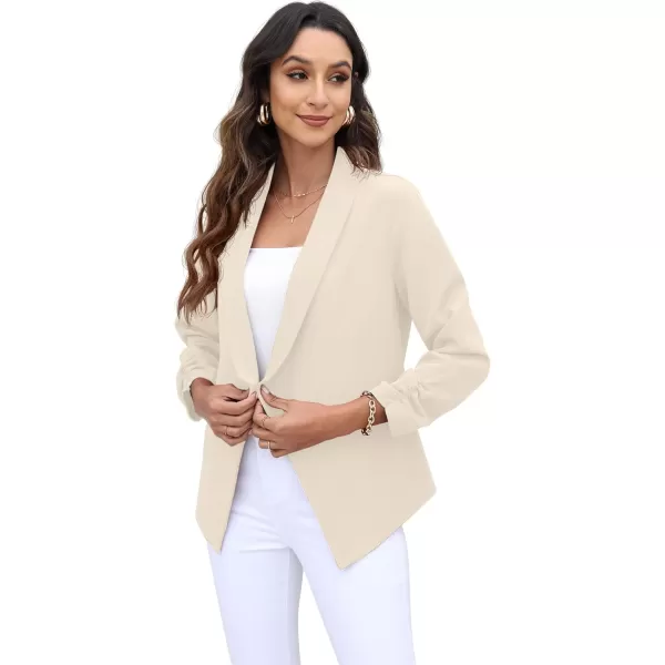 GRECERELLE Women's Blazer Suit Open Front Cardigan 3/4 Sleeve Fitted Jacket Casual Office Cropped Blazer
