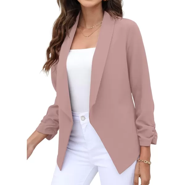 GRECERELLE Women's Blazer Suit Open Front Cardigan 3/4 Sleeve Fitted Jacket Casual Office Cropped Blazer