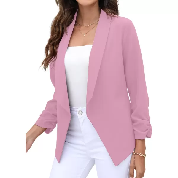 GRECERELLE Women's Blazer Suit Open Front Cardigan 3/4 Sleeve Fitted Jacket Casual Office Cropped Blazer