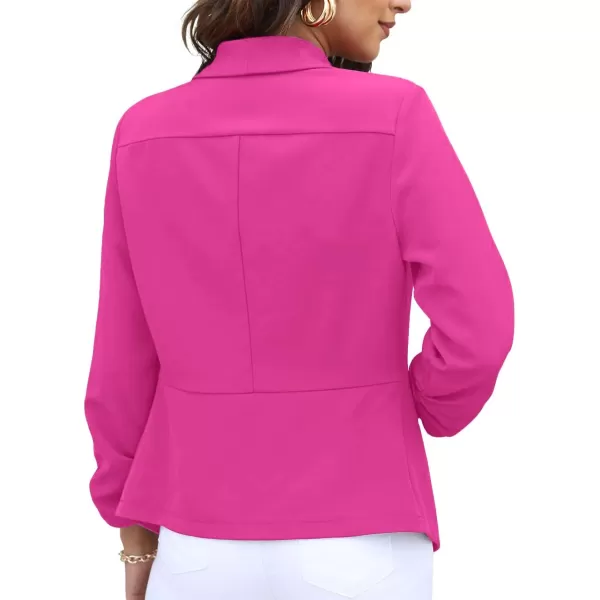 GRECERELLE Women's Blazer Suit Open Front Cardigan 3/4 Sleeve Fitted Jacket Casual Office Cropped Blazer