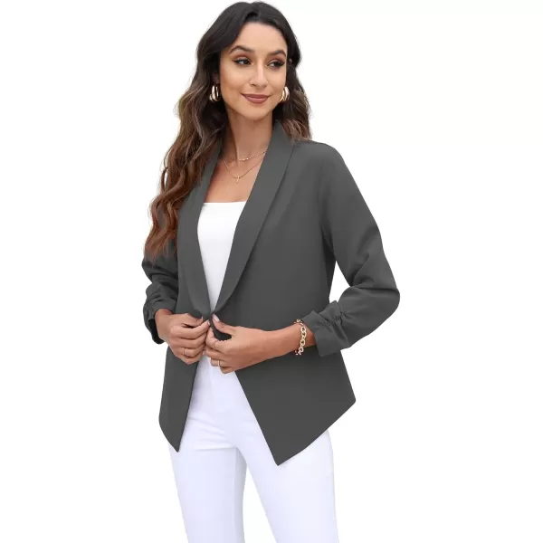GRECERELLE Women's Blazer Suit Open Front Cardigan 3/4 Sleeve Fitted Jacket Casual Office Cropped Blazer