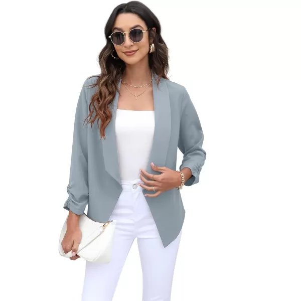 GRECERELLE Women's Blazer Suit Open Front Cardigan 3/4 Sleeve Fitted Jacket Casual Office Cropped Blazer