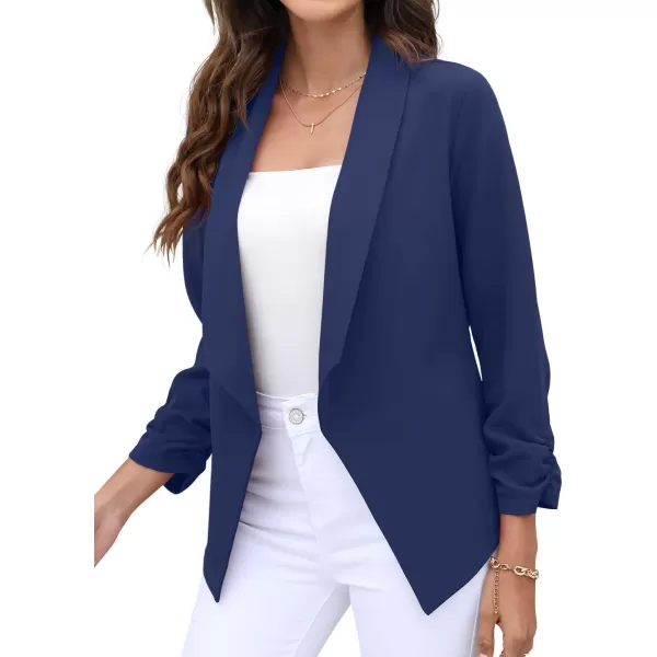 GRECERELLE Women's Blazer Suit Open Front Cardigan 3/4 Sleeve Fitted Jacket Casual Office Cropped Blazer