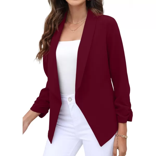 GRECERELLE Women's Blazer Suit Open Front Cardigan 3/4 Sleeve Fitted Jacket Casual Office Cropped Blazer