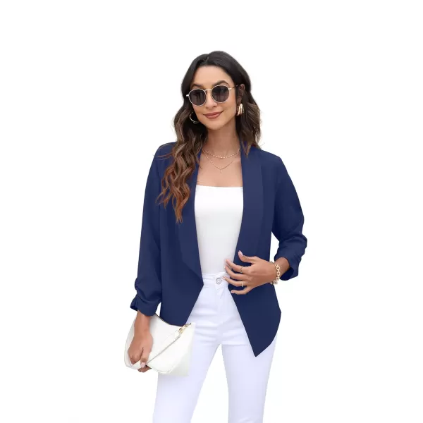 GRECERELLE Women's Blazer Suit Open Front Cardigan 3/4 Sleeve Fitted Jacket Casual Office Cropped Blazer
