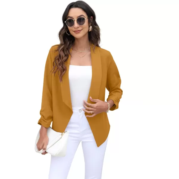 GRECERELLE Women's Blazer Suit Open Front Cardigan 3/4 Sleeve Fitted Jacket Casual Office Cropped Blazer