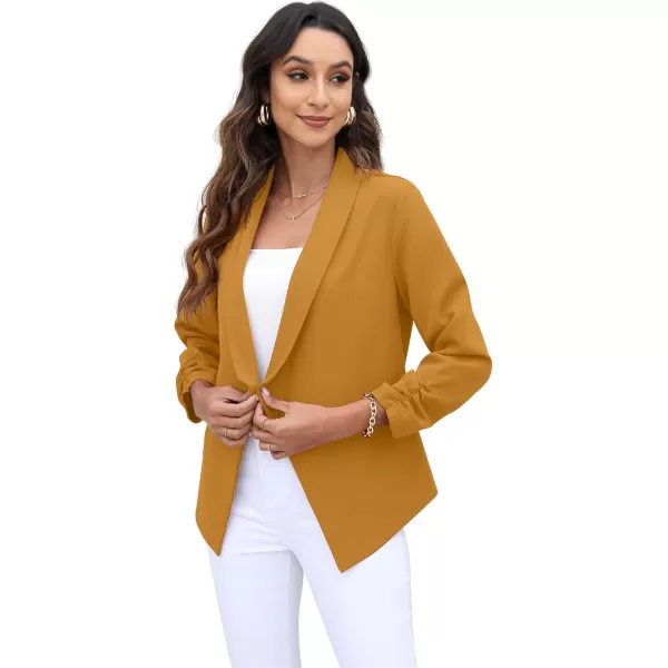 GRECERELLE Women's Blazer Suit Open Front Cardigan 3/4 Sleeve Fitted Jacket Casual Office Cropped Blazer