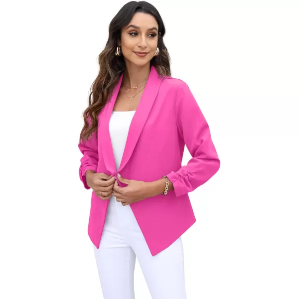 GRECERELLE Women's Blazer Suit Open Front Cardigan 3/4 Sleeve Fitted Jacket Casual Office Cropped Blazer