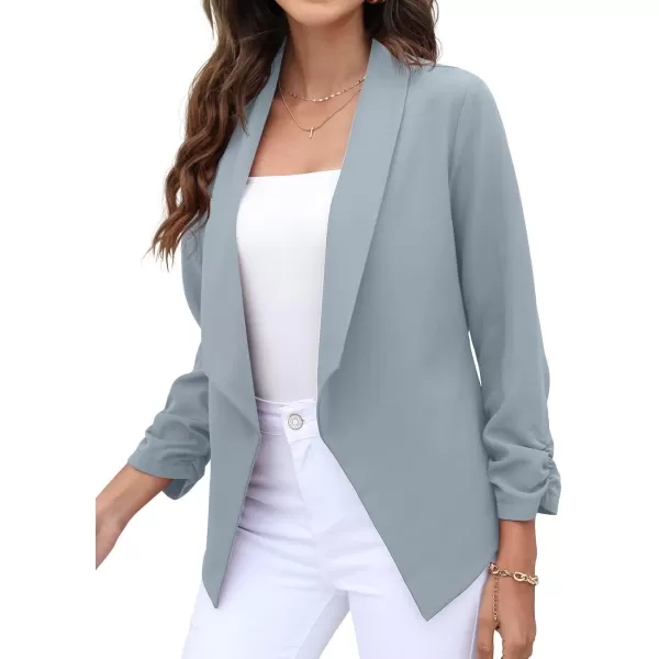 GRECERELLE Women's Blazer Suit Open Front Cardigan 3/4 Sleeve Fitted Jacket Casual Office Cropped Blazer