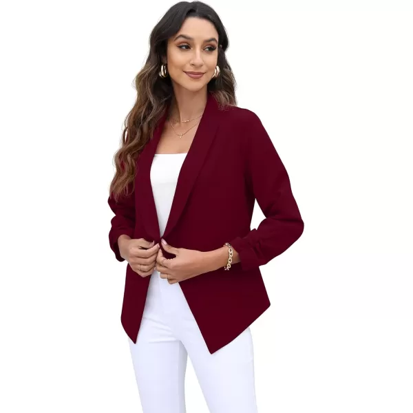 GRECERELLE Women's Blazer Suit Open Front Cardigan 3/4 Sleeve Fitted Jacket Casual Office Cropped Blazer