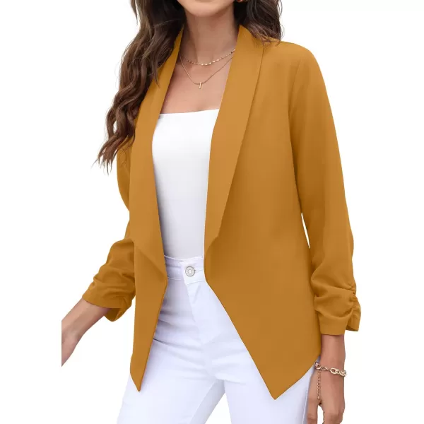GRECERELLE Women's Blazer Suit Open Front Cardigan 3/4 Sleeve Fitted Jacket Casual Office Cropped Blazer