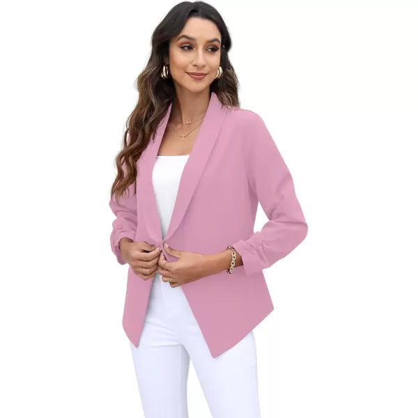 GRECERELLE Women's Blazer Suit Open Front Cardigan 3/4 Sleeve Fitted Jacket Casual Office Cropped Blazer