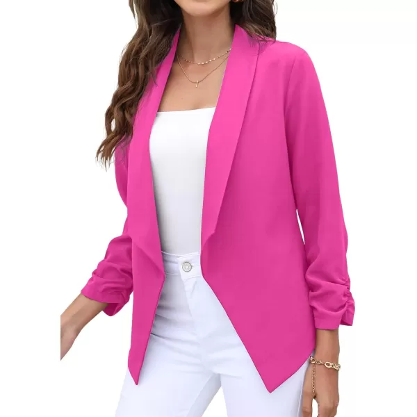 GRECERELLE Women's Blazer Suit Open Front Cardigan 3/4 Sleeve Fitted Jacket Casual Office Cropped Blazer