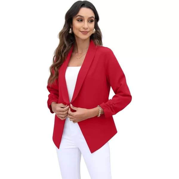 GRECERELLE Women's Blazer Suit Open Front Cardigan 3/4 Sleeve Fitted Jacket Casual Office Cropped Blazer