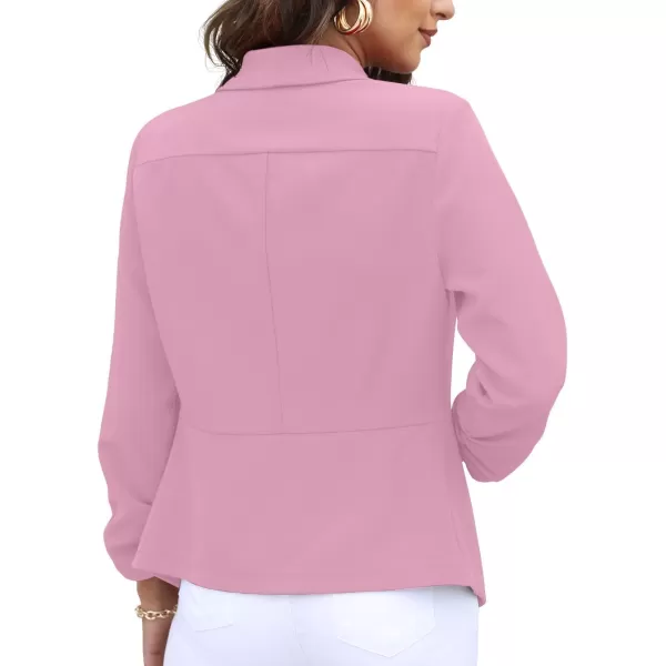 GRECERELLE Women's Blazer Suit Open Front Cardigan 3/4 Sleeve Fitted Jacket Casual Office Cropped Blazer