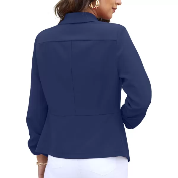 GRECERELLE Women's Blazer Suit Open Front Cardigan 3/4 Sleeve Fitted Jacket Casual Office Cropped Blazer