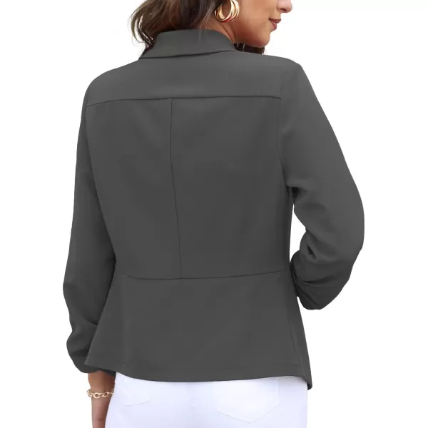 GRECERELLE Women's Blazer Suit Open Front Cardigan 3/4 Sleeve Fitted Jacket Casual Office Cropped Blazer