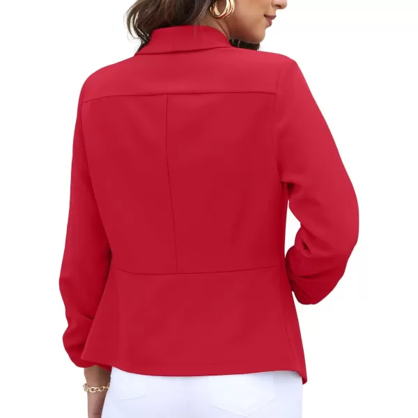 GRECERELLE Women's Blazer Suit Open Front Cardigan 3/4 Sleeve Fitted Jacket Casual Office Cropped Blazer