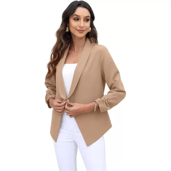 GRECERELLE Women's Blazer Suit Open Front Cardigan 3/4 Sleeve Fitted Jacket Casual Office Cropped Blazer