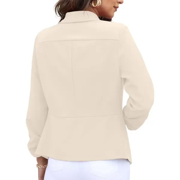 GRECERELLE Women's Blazer Suit Open Front Cardigan 3/4 Sleeve Fitted Jacket Casual Office Cropped Blazer