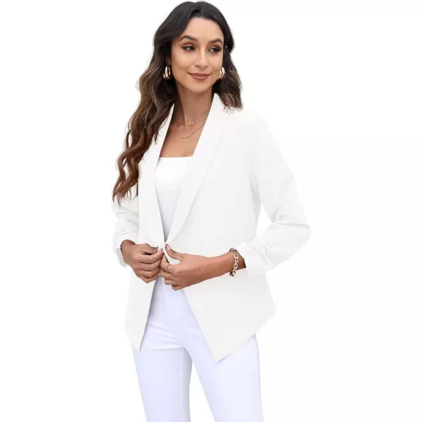 GRECERELLE Women's Blazer Suit Open Front Cardigan 3/4 Sleeve Fitted Jacket Casual Office Cropped Blazer