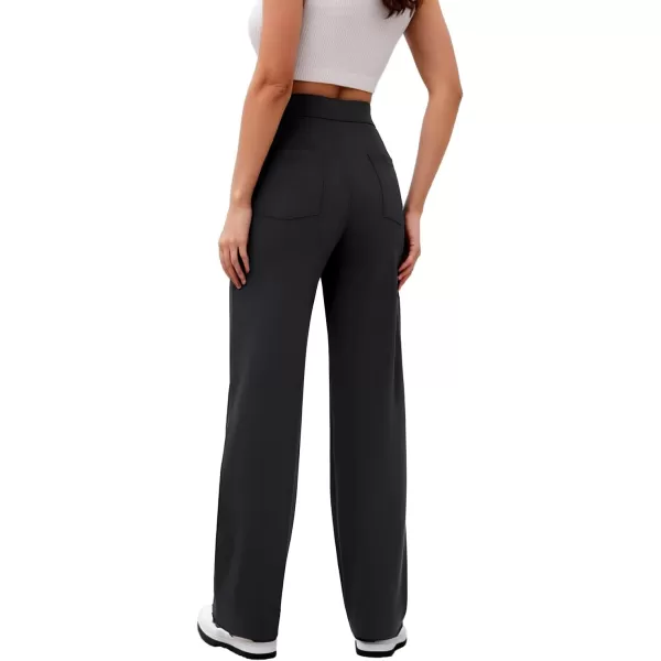 GRECERELLE Womens Casual Straight Leg Pants High Waisted Button Stretchy Business Work Trousers with Multiple Pockets