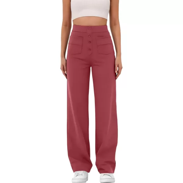 GRECERELLE Womens Casual Straight Leg Pants High Waisted Button Stretchy Business Work Trousers with Multiple Pockets