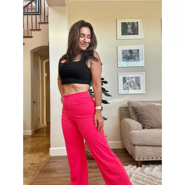 GRECERELLE Womens Casual Straight Leg Pants High Waisted Button Stretchy Business Work Trousers with Multiple Pockets