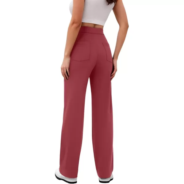 GRECERELLE Womens Casual Straight Leg Pants High Waisted Button Stretchy Business Work Trousers with Multiple Pockets