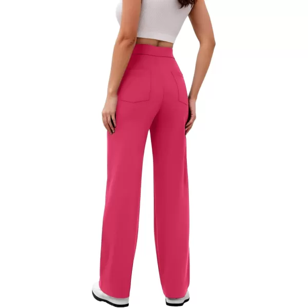 GRECERELLE Womens Casual Straight Leg Pants High Waisted Button Stretchy Business Work Trousers with Multiple Pockets
