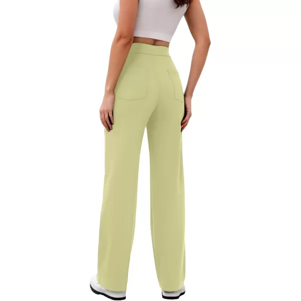 GRECERELLE Womens Casual Straight Leg Pants High Waisted Button Stretchy Business Work Trousers with Multiple Pockets