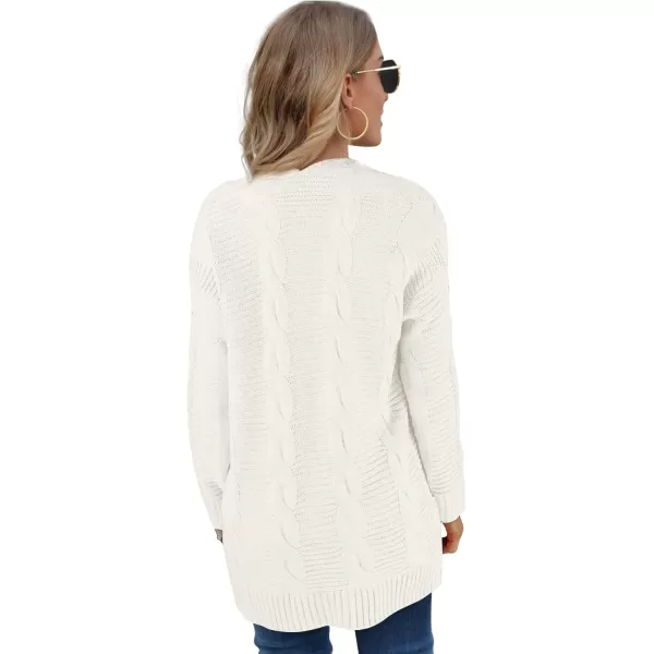 GRECERELLE Women's Long Sleeve Loose Knit Cable Open Front Button Down Cardigan Sweater Outerwear Coat with Pockets