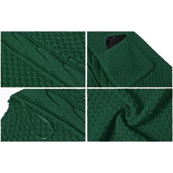 GRECERELLE Women's Loose Open Front Long Sleeve Chunky Knit Cable Cardigans Sweater with Pockets