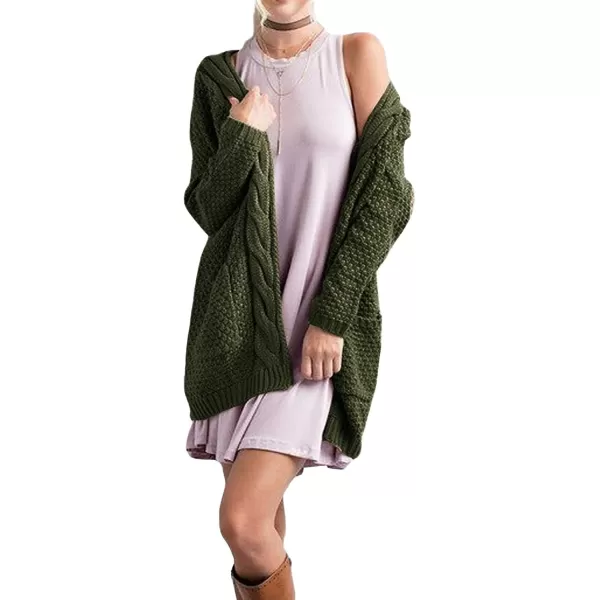 GRECERELLE Women's Loose Open Front Long Sleeve Chunky Knit Cable Cardigans Sweater with Pockets