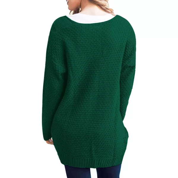 GRECERELLE Women's Loose Open Front Long Sleeve Chunky Knit Cable Cardigans Sweater with Pockets
