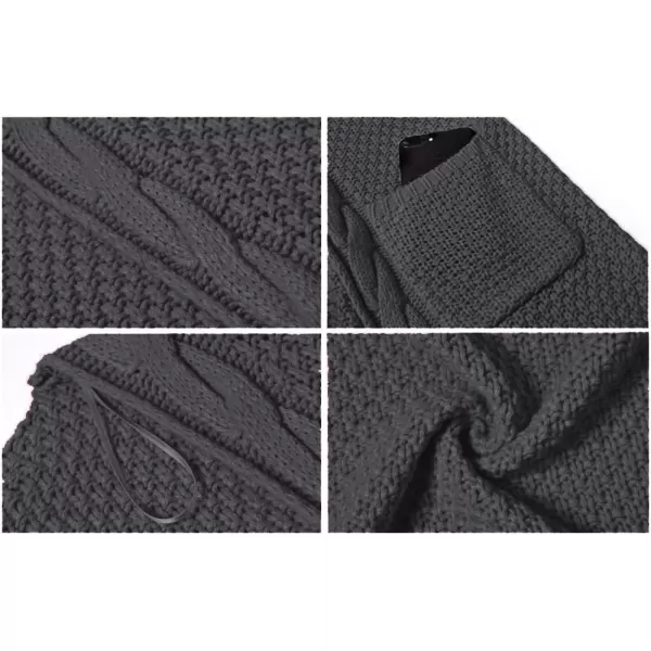 GRECERELLE Women's Loose Open Front Long Sleeve Chunky Knit Cable Cardigans Sweater with Pockets