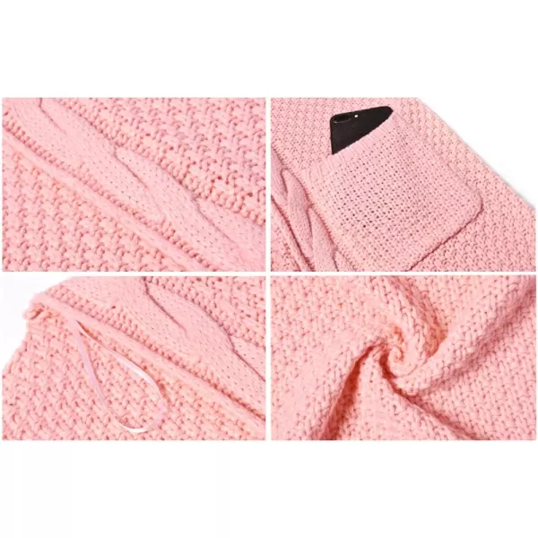 GRECERELLE Women's Loose Open Front Long Sleeve Chunky Knit Cable Cardigans Sweater with Pockets